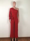 Single sleeved hollow out jumpsuit