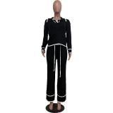 Casual knitted wide leg pants set