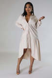 Women's fashion loose fitting casual button up shirt skirt