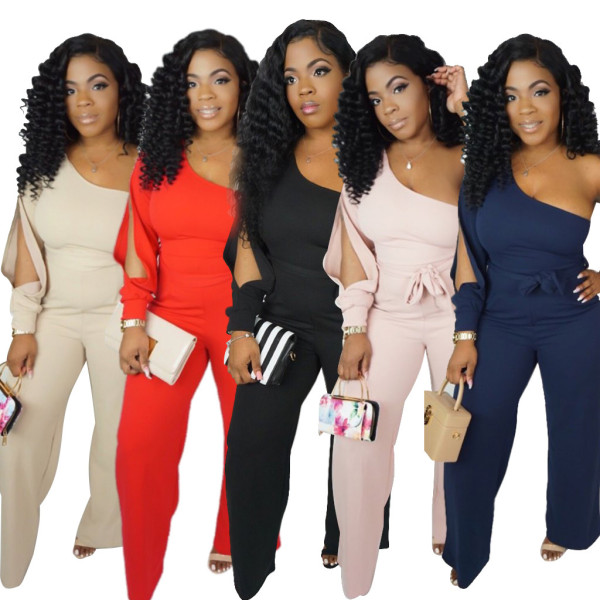 Single sleeved hollow out jumpsuit