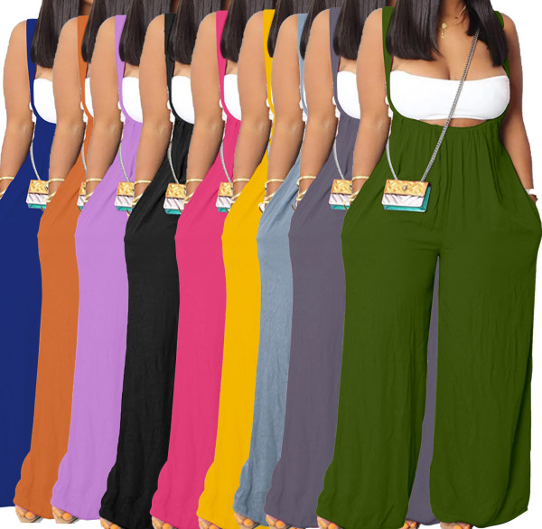 Chest wrap suspender wide leg drawstring set