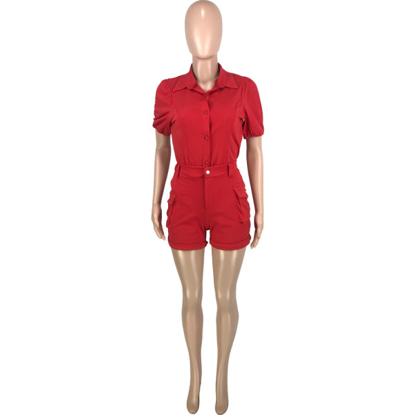 Loose fitting short sleeved cardigan shorts two-piece set