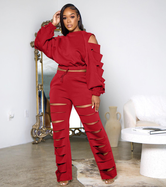 Burnt Flower and Broken Hole Women's Two Piece Set