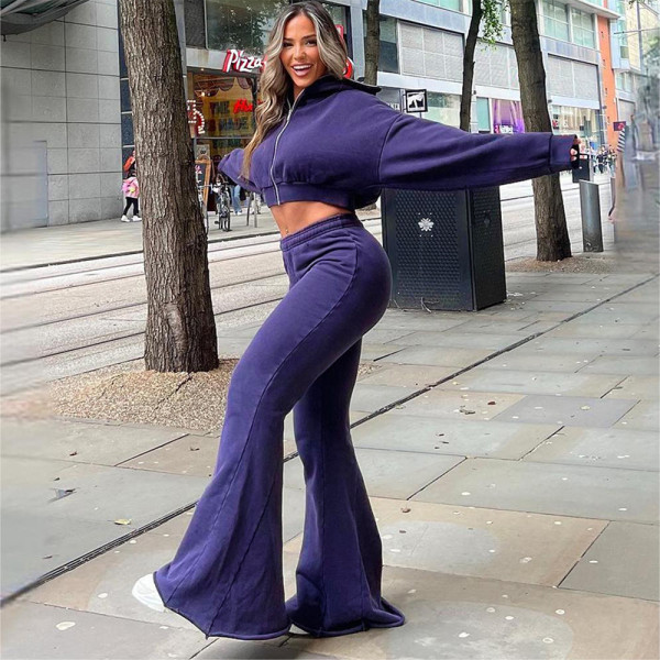 Casual loose fitting long sleeved sweater jacket sports set