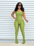 Casual jumpsuit with bra and slit hem