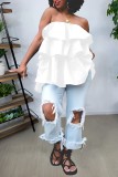 Women's multi-layer patchwork wave overlay chest wrap top