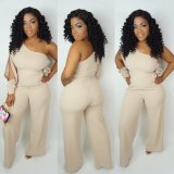 Single sleeved hollow out jumpsuit