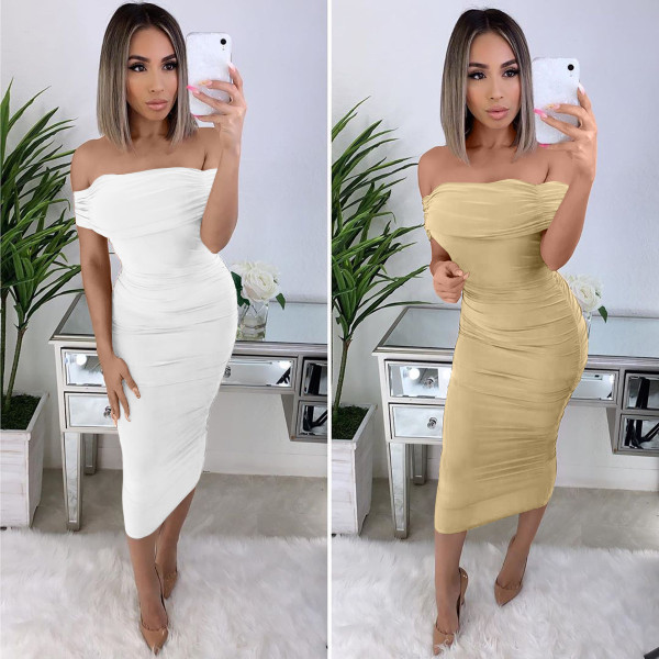 Double layered mid length dress with a bra
