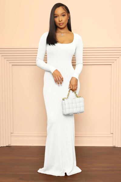 Women's U-neck ribbed pit stripe dress