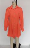 Lantern Sleeves Asymmetric Waist Wrapped Dress Shirt Skirt
