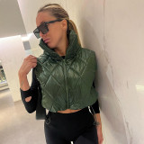 Thickened and warm rhombic standing collar short bread jacket cotton jacket