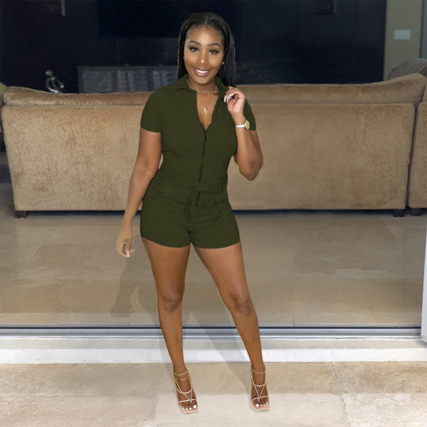 Multi pocket solid color jumpsuit