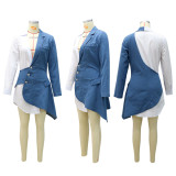 Irregular skirt V-neck sexy short skirt long sleeved denim dress