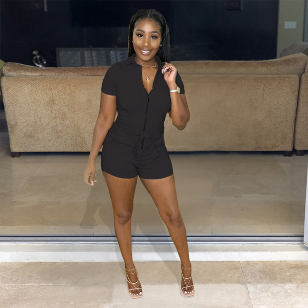 Multi pocket solid color jumpsuit