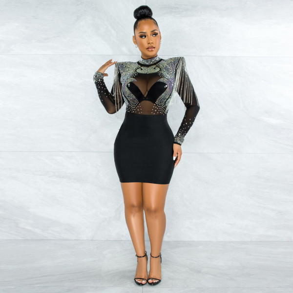 Hip wrap skirt straight tribute cloth dress