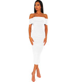 Double layered mid length dress with a bra