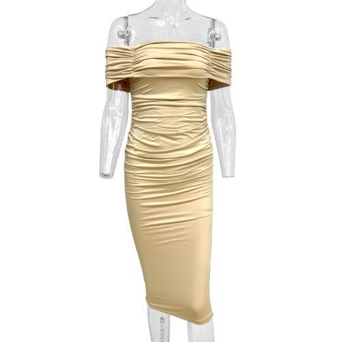 Double layered mid length dress with a bra