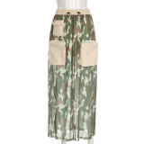 Splicing elastic drawstring work dress