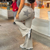 High waisted, buttocks up, flared pants, tight, ruffled pants