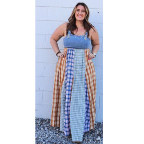 Denim patchwork dress