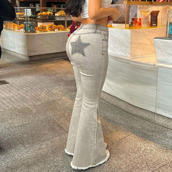 High waisted, buttocks up, flared pants, tight, ruffled pants