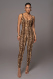 Large U-neck printed jumpsuit