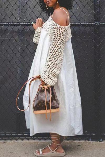 Sweater shawl dress two-piece set