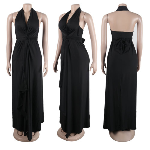 Solid Irregular One Piece Multi Wear Strap Dress