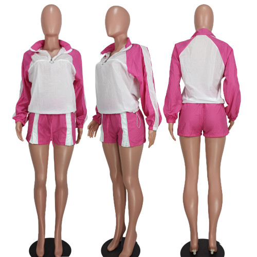 Fashion casual multicolor color matching two-piece set