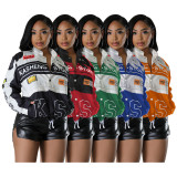 Detachable two piece motorcycle jacket with cool silk cotton printed cardigan jacket