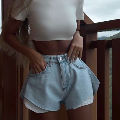 Single button short denim