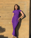 Short sleeved round neck slim fitting dress