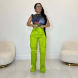 Women's solid color multi pocket work pants