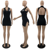 Sexy Open Back Button Dress