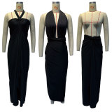 Solid Irregular One Piece Multi Wear Strap Dress