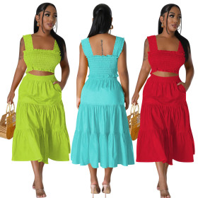 Fashion and Sexy Hanging Strap Two Piece Set with Four Sides Spring