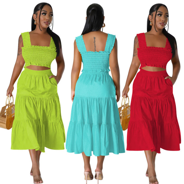 Fashion and Sexy Hanging Strap Two Piece Set with Four Sides Spring