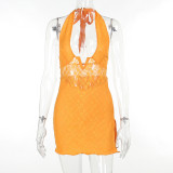 Sexy Slim Fit Lace V-Neck Split Dress