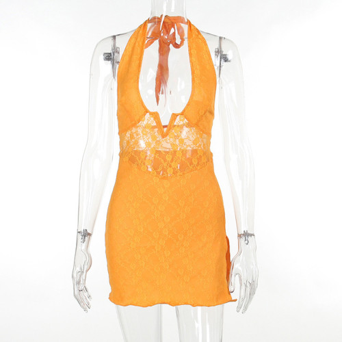 Sexy Slim Fit Lace V-Neck Split Dress