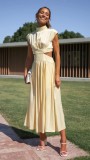 Standing Collar Macaron Open Waist Long Dress