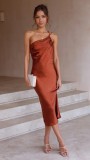 Back lace up slim fitting urban fashion mid length dress