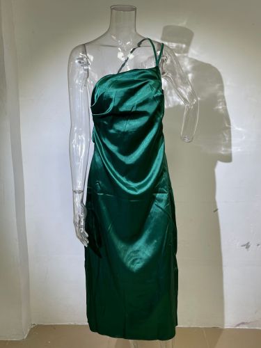 Back lace up slim fitting urban fashion mid length dress