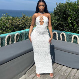 Sexy Slim Fit Hanging Strap Hollow Metal Ring Dress