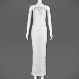 Sexy Slim Fit Hanging Strap Hollow Metal Ring Dress