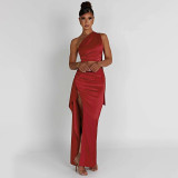 Umbilical Tank Top Sexy Slim Fit Half Skirt Long Dress Set