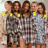 Checkered lantern sleeved long sleeved shirt