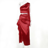 Umbilical Tank Top Sexy Slim Fit Half Skirt Long Dress Set