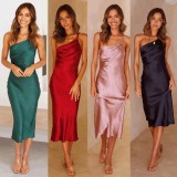Back lace up slim fitting urban fashion mid length dress