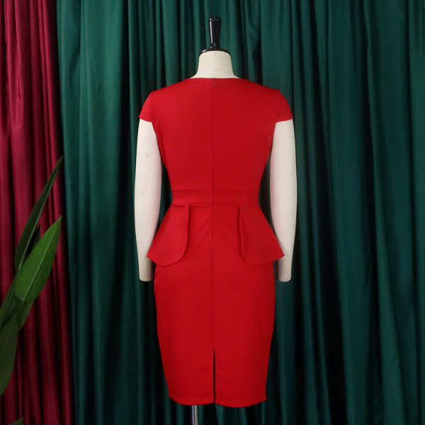 D363 Temperament Tongle Wrapped Hip Pencil Dress