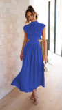 Standing Collar Macaron Open Waist Long Dress
